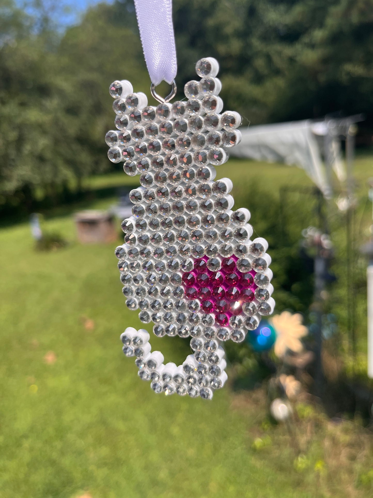 Kitty Love Car Ornament with heart charm
