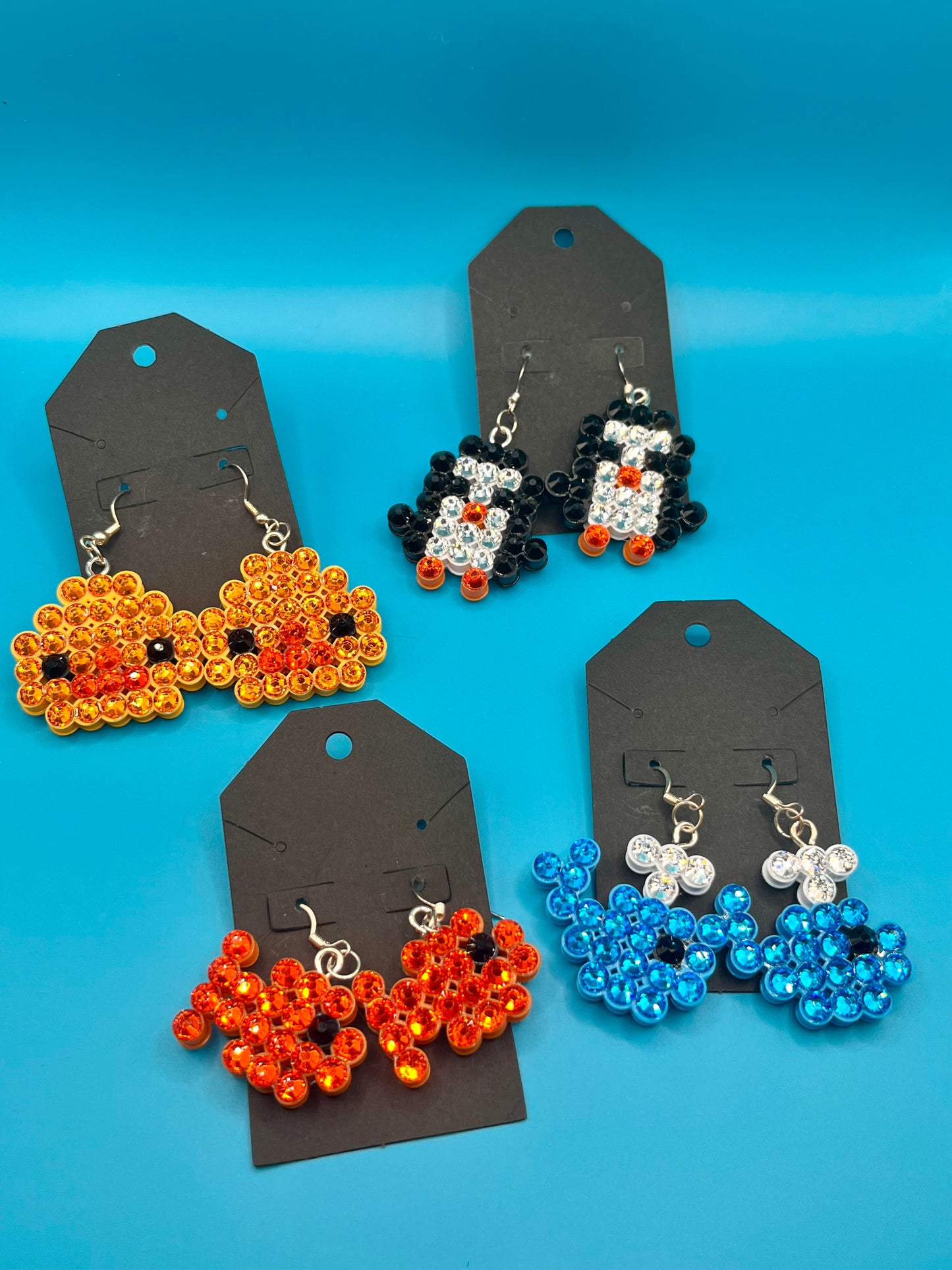 Adorable animal rhinestone and fused bead earrings