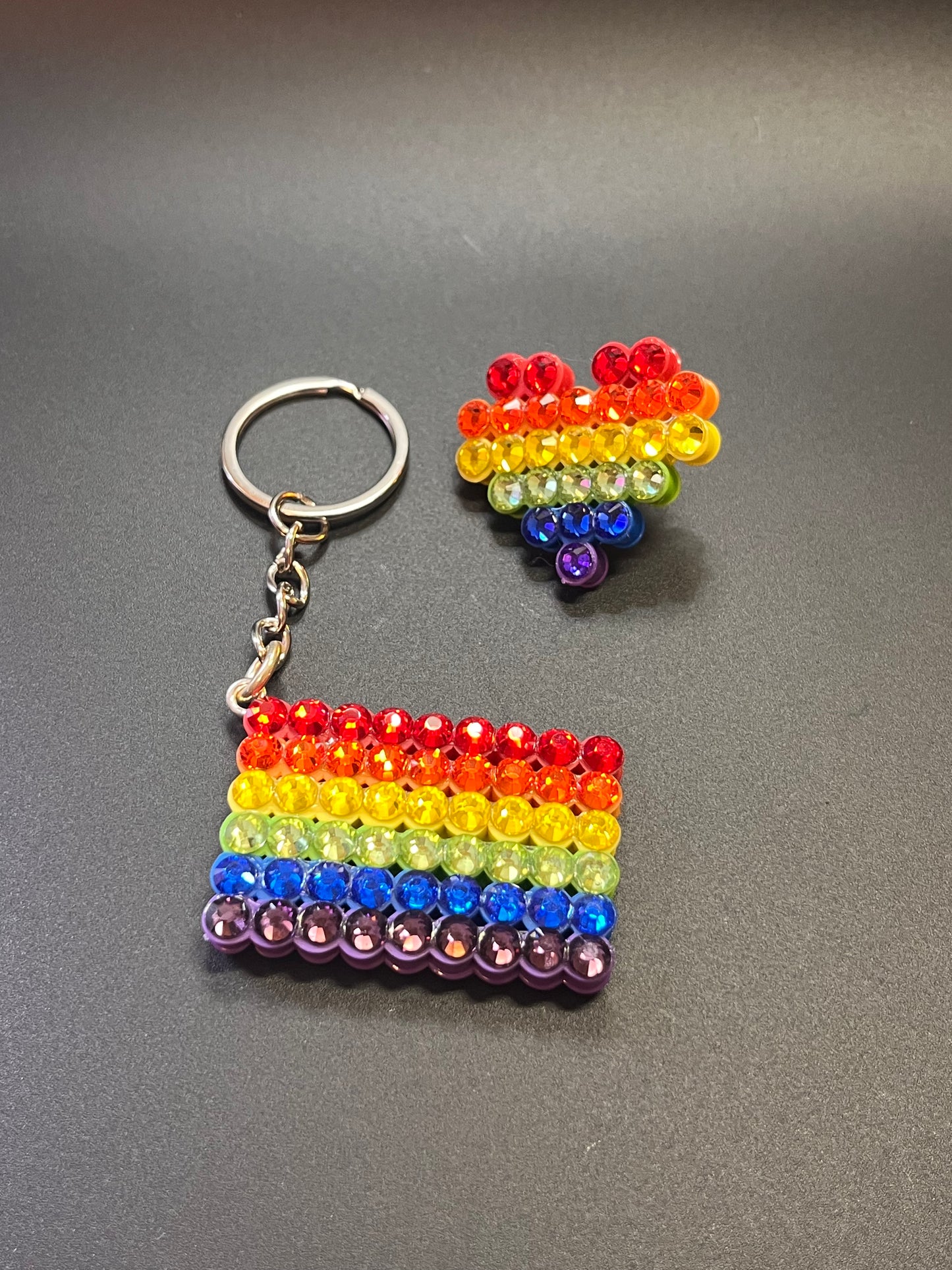Rainbow pin & keychain set
