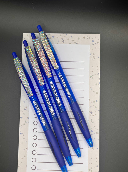 Unique hand glued rhinestone ballpoint pens -set of 4 pens