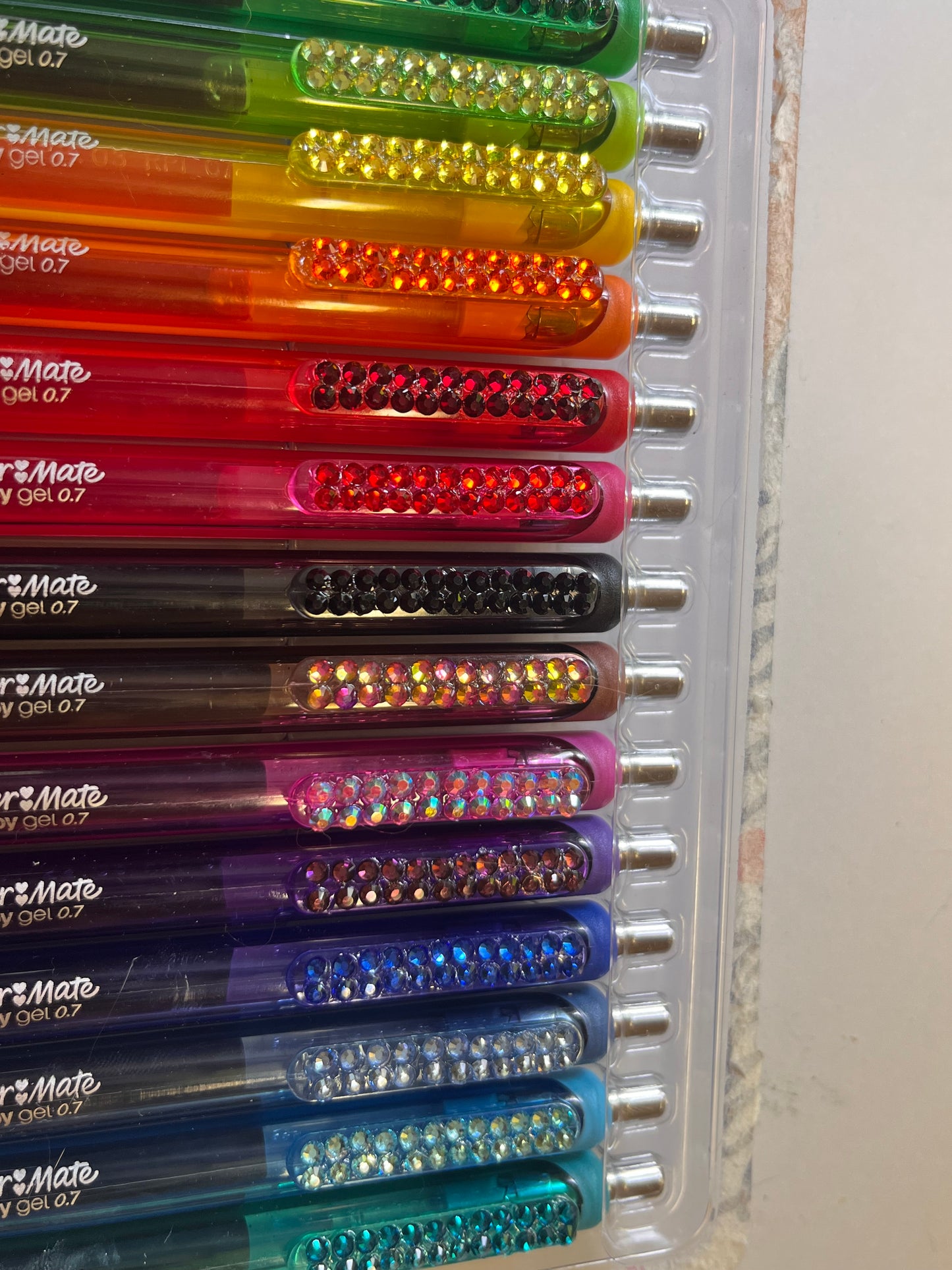 Unique 14 color gel pen set decorated with rhinestones