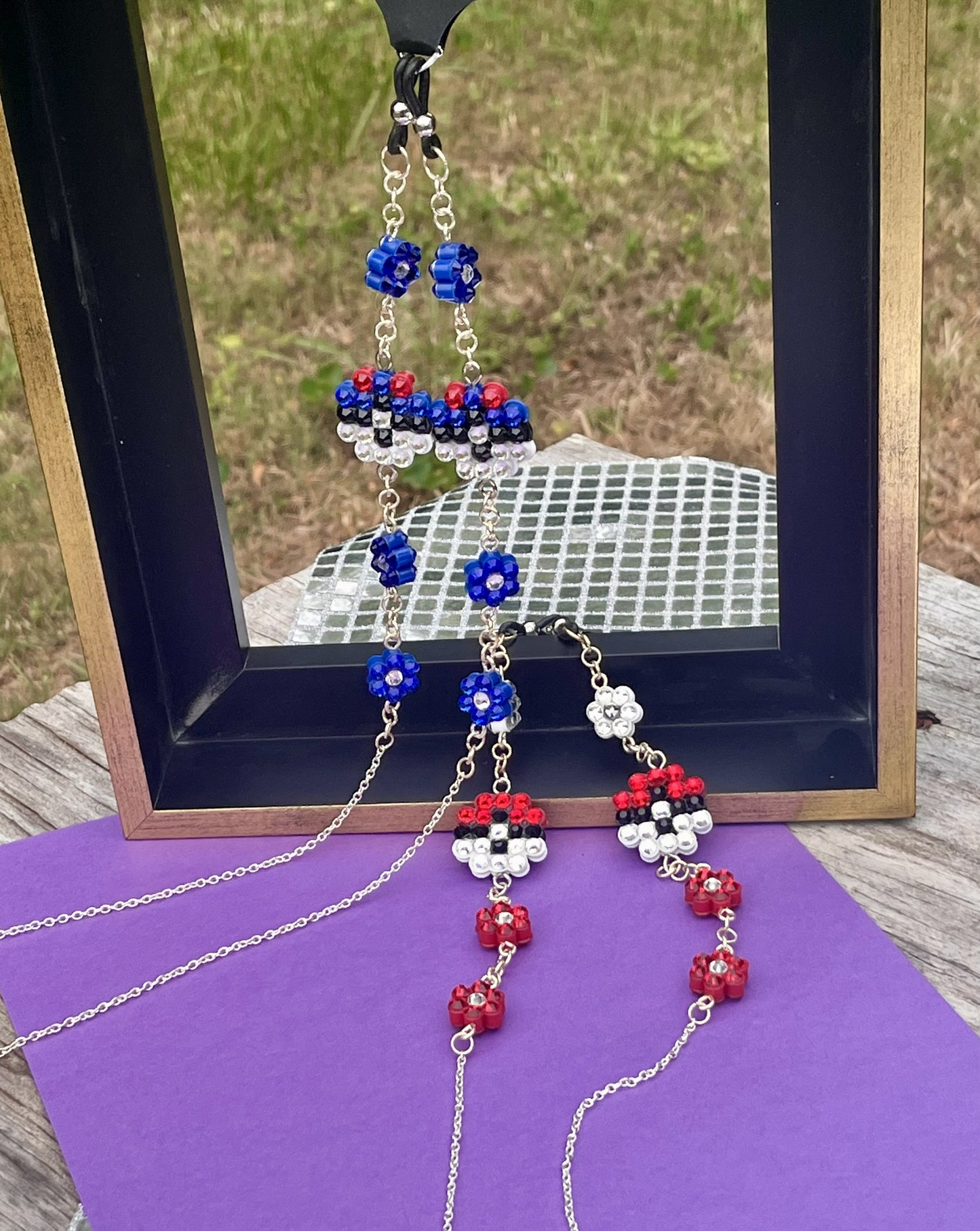 Flower Eyeglass Chains or Lanyard Pokemon ball