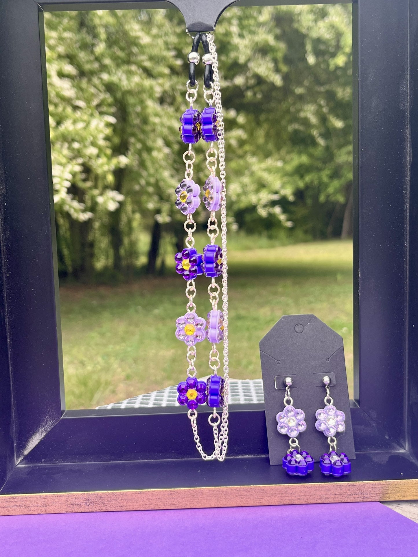 Flower Eyeglass Chains or Lanyard Purple Duo