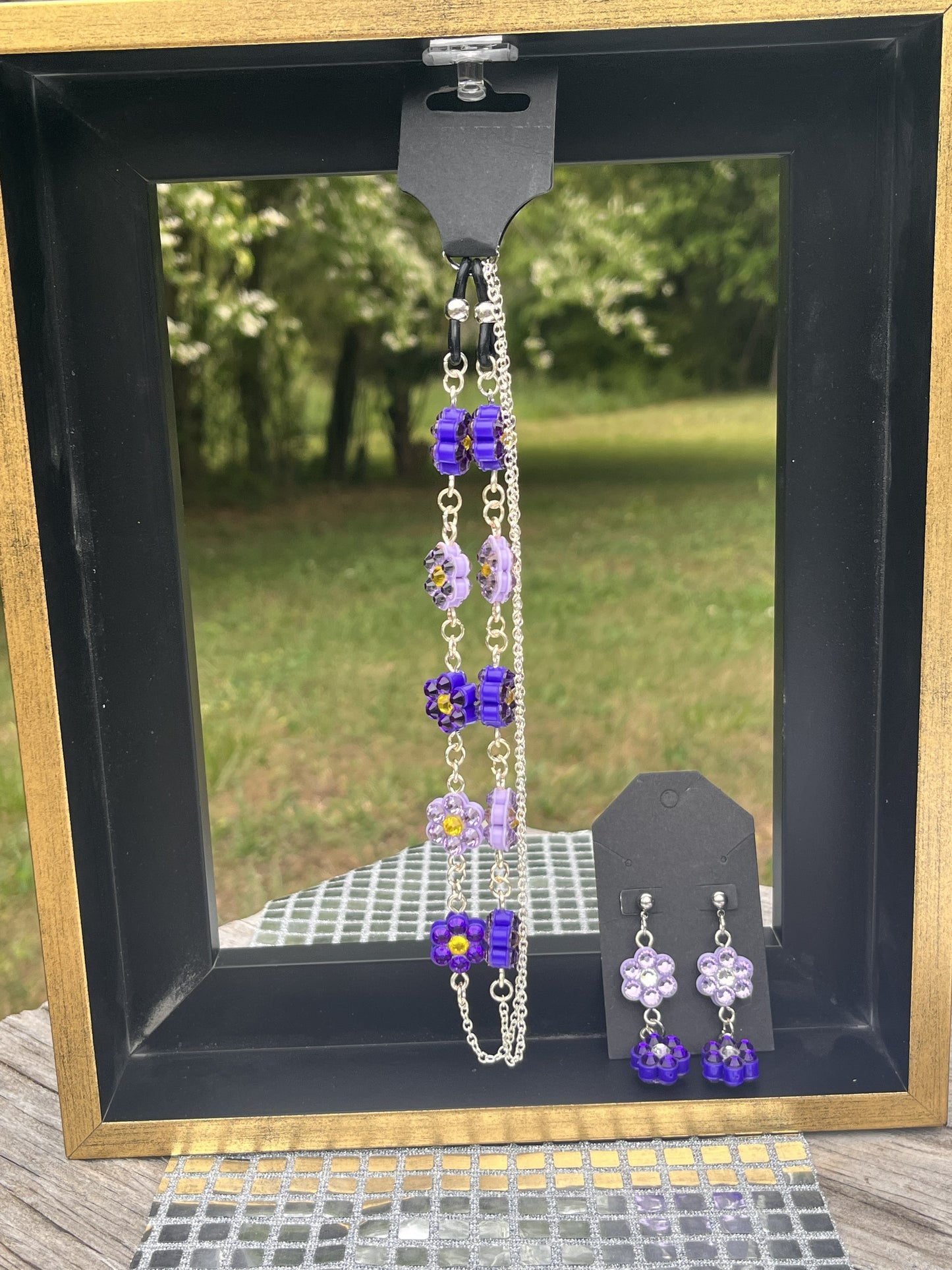 Flower Eyeglass Chains or Lanyard Purple Duo