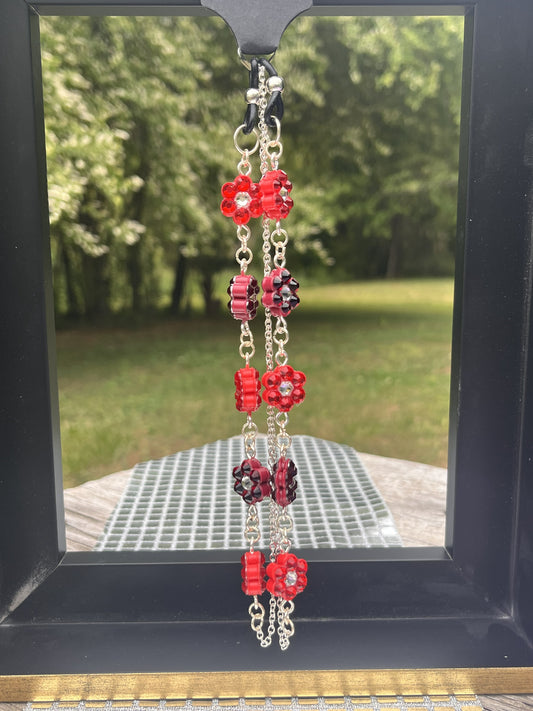 Flower Eyeglass Chains or Lanyard Siam\Reds