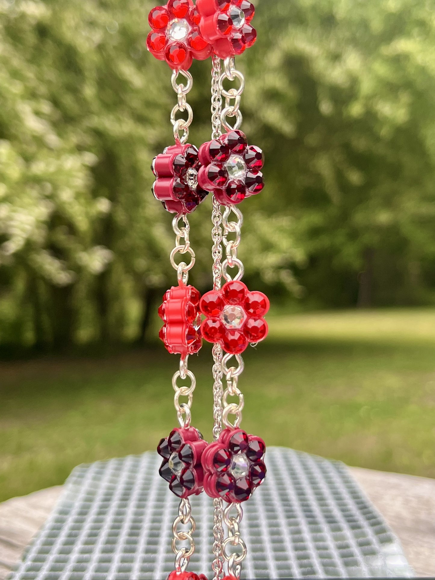Flower Eyeglass Chains or Lanyard Siam\Reds