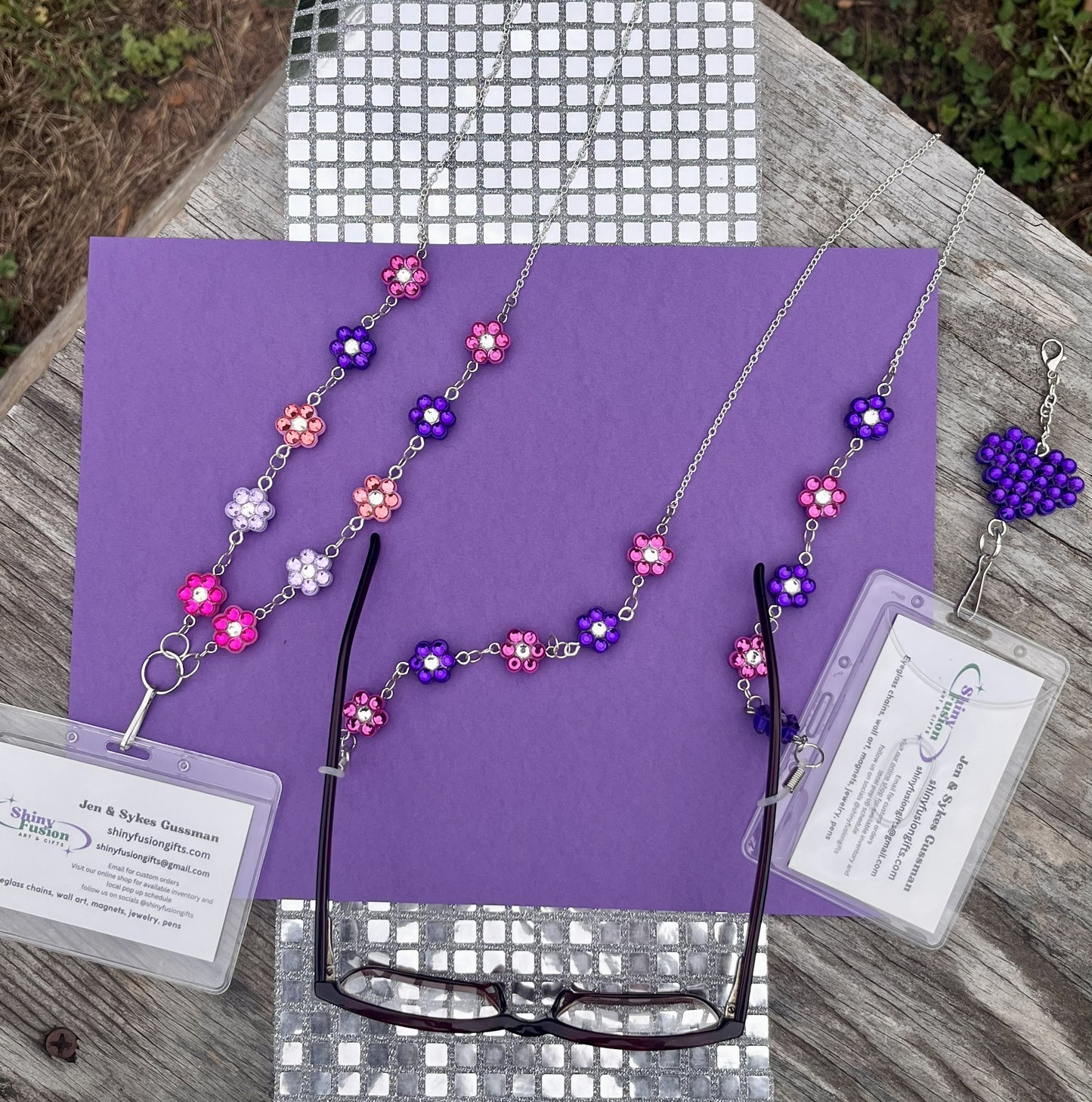 Flower Eyeglass Chains or Lanyard Purples\Pinks